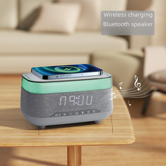 2024 Cross-border Bluetooth Speaker Custom Mold Wireless Charger Bluetooth Speaker LED Clock Alarm Clock Speaker Wireless Charger