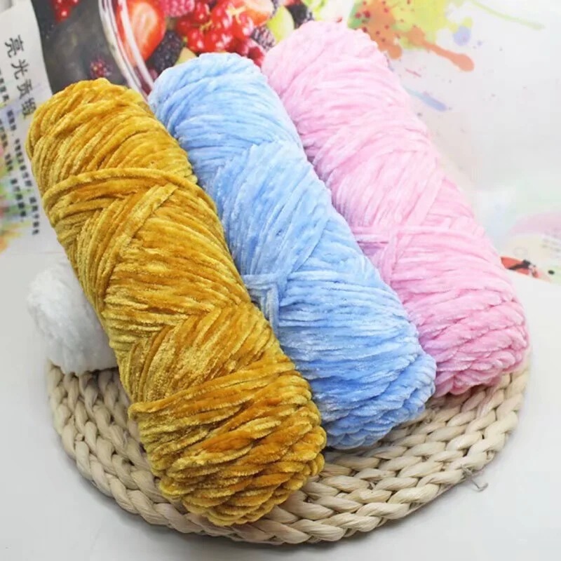 Chenille silk wool hand-knitted scarf hat shoes sweater DIY bag doll needle and thread