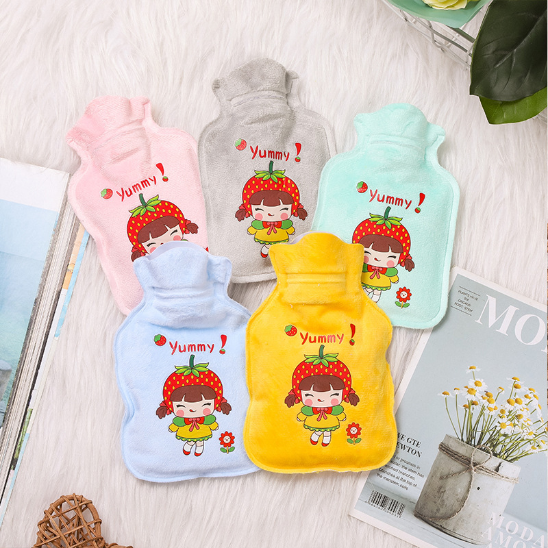 新款小号短毛绒卡通热水袋便携式可爱冬季保暖水袋注水热水袋批发