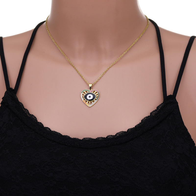 Copper Pendant Material Zircon Inlay Material Wholesale Original Design Fashion Heart Stainless Steel Copper 18K Gold Plated Zircon Necklace