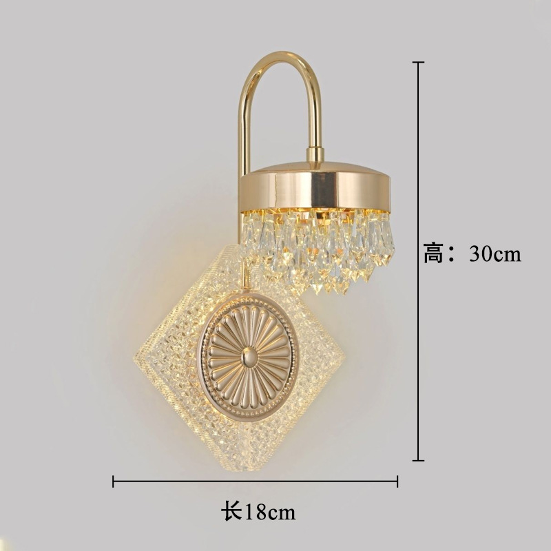 Iluminación de fondo de pared LED personalidad creativa minimalista dormitorio moderno lámpara de pared de cristal sala de estar luz de fondo cabecera de cama nuevo oro