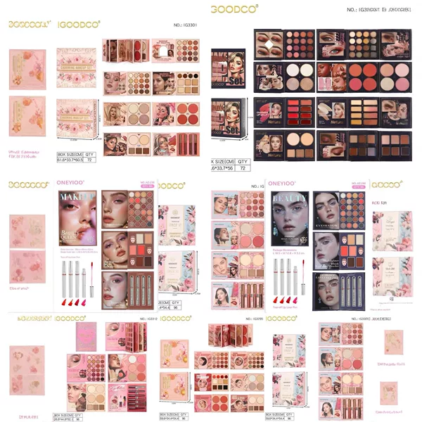 Foreign Trade Cross-Border 8-Page Book-Style Eyeshadow Palette Matte and Pearlescent Blush Highlighter Multi-Color Makeup Palette Book Collection