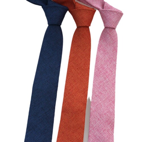 Factory direct supply, fashionable British style tie, jacquard imitation linen solid color tie, men's casual business tie