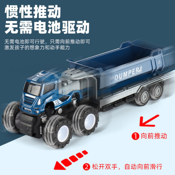 Cross-border new alloy engineering vehicle toys children's large dump truck inertia excavator toy car spot wholesale