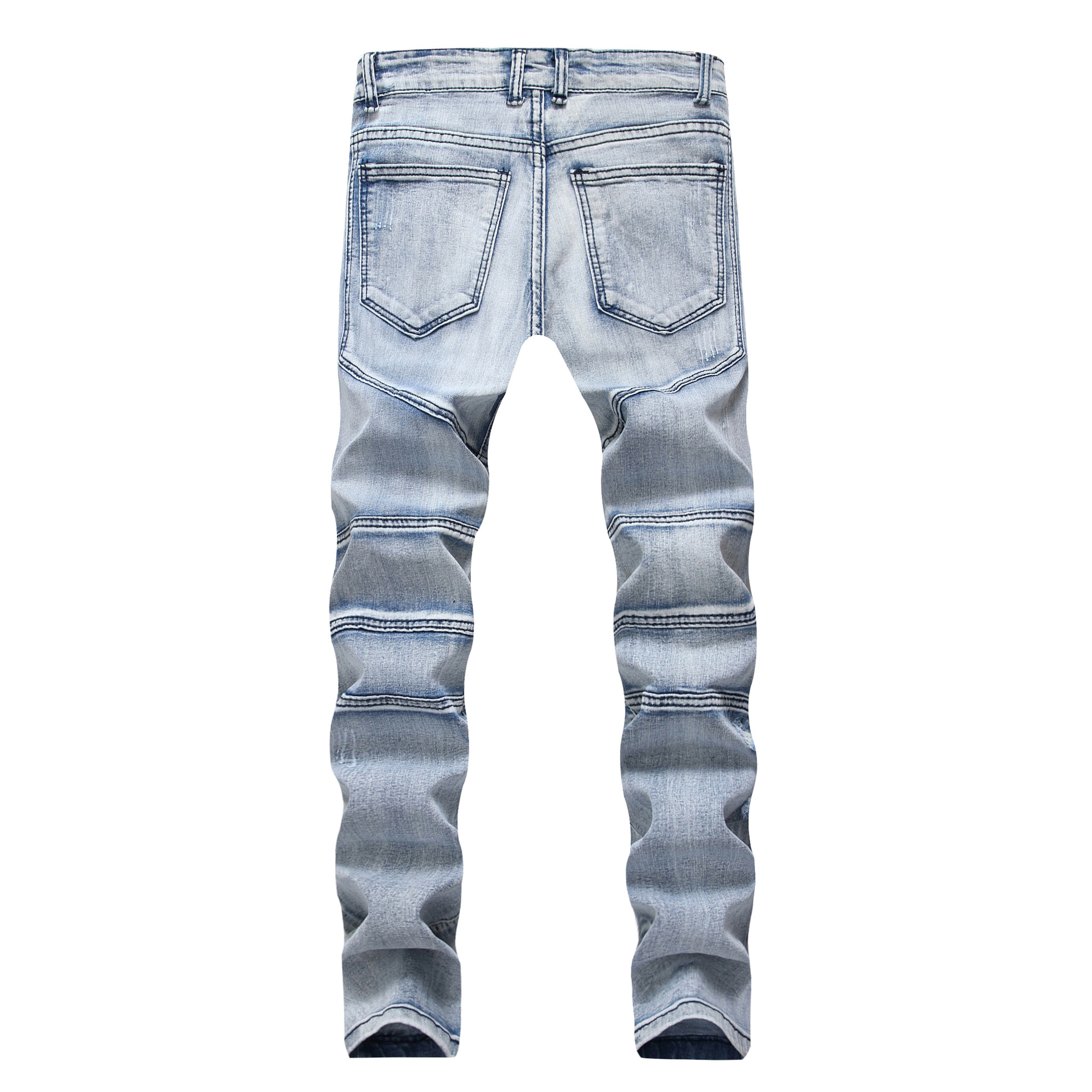 boy Cross-Border Source European And American Street Fashion Brand Motorcycle Men's Personality Wrinkled Slim Fit Skinny_viptrois.com