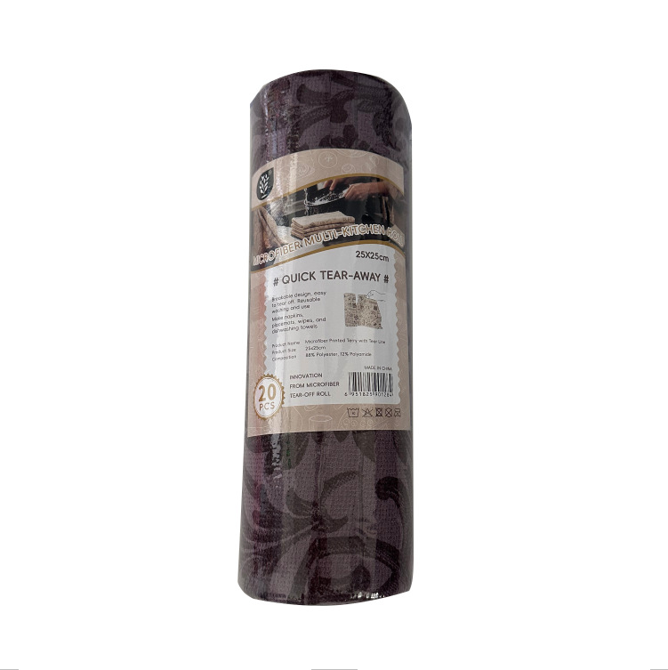 Perezoso rollo de mano rasgada toallas de cocina doméstica gruesa gruesa seca y húmeda dobles rollo de microfibra fábrica al por mayor