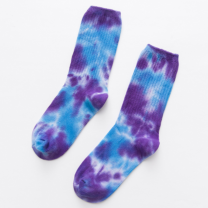 Colorful Tie-dye Mid-calf Crew Socks For Couples Trendy Thick_voghion.com