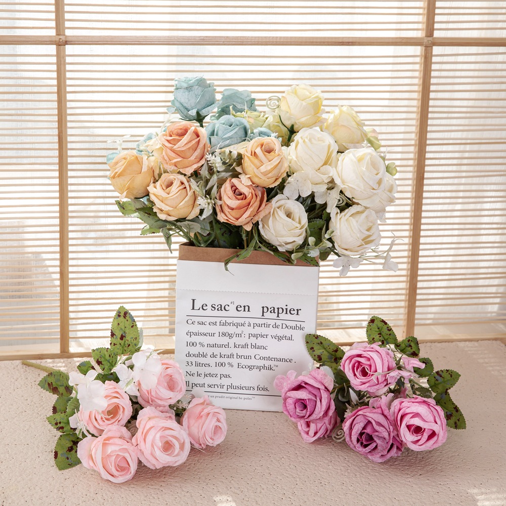 Manufacturer of Wholesale European-style Rose INS-style Artificial Flowers for Home Decoration Cross-border Wedding Decor MW55504