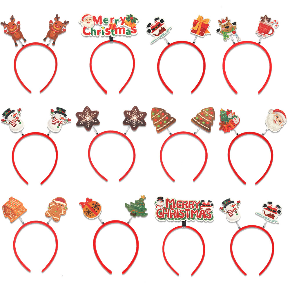 Nuevo vello de Navidad vello viejo Glit impresa bandeja de cabeza para adultos niños regalo de dibujos animados de Navidad tocado