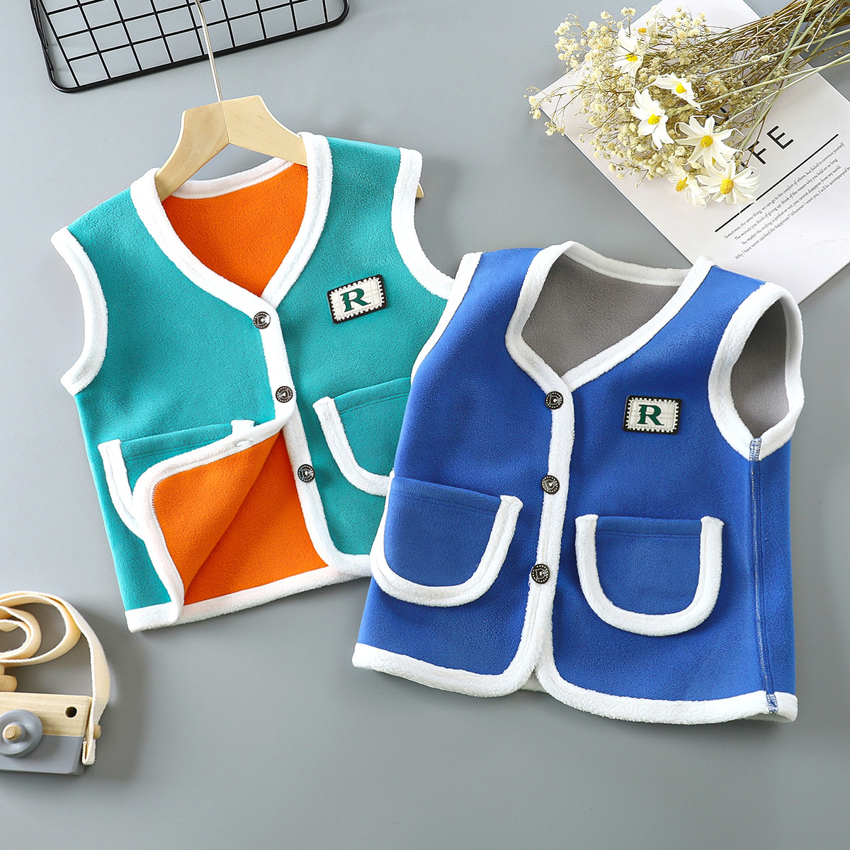 新款兒童韓系馬甲春秋男童上衣女童開衫加絨加厚廠家背心直銷