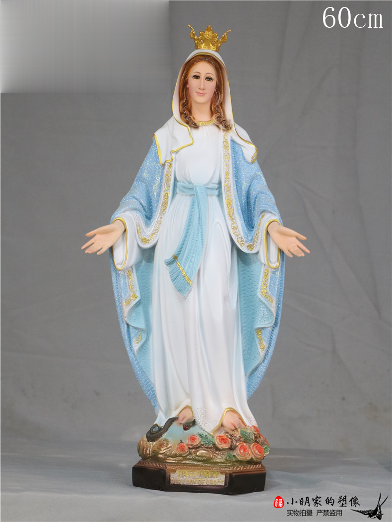 60cm con sombrero flor de la Inmaculada Concepción de la Virgen María Mirando la Estatua de la Luz Decoración de la Estatua de la Casa de la Iglesia Salón