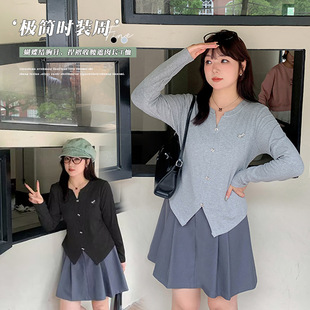 Plus Size V Neck Waist Bow Brooch Long-Sleeved T-Shirt Autum New Slim Versatile Top 321611