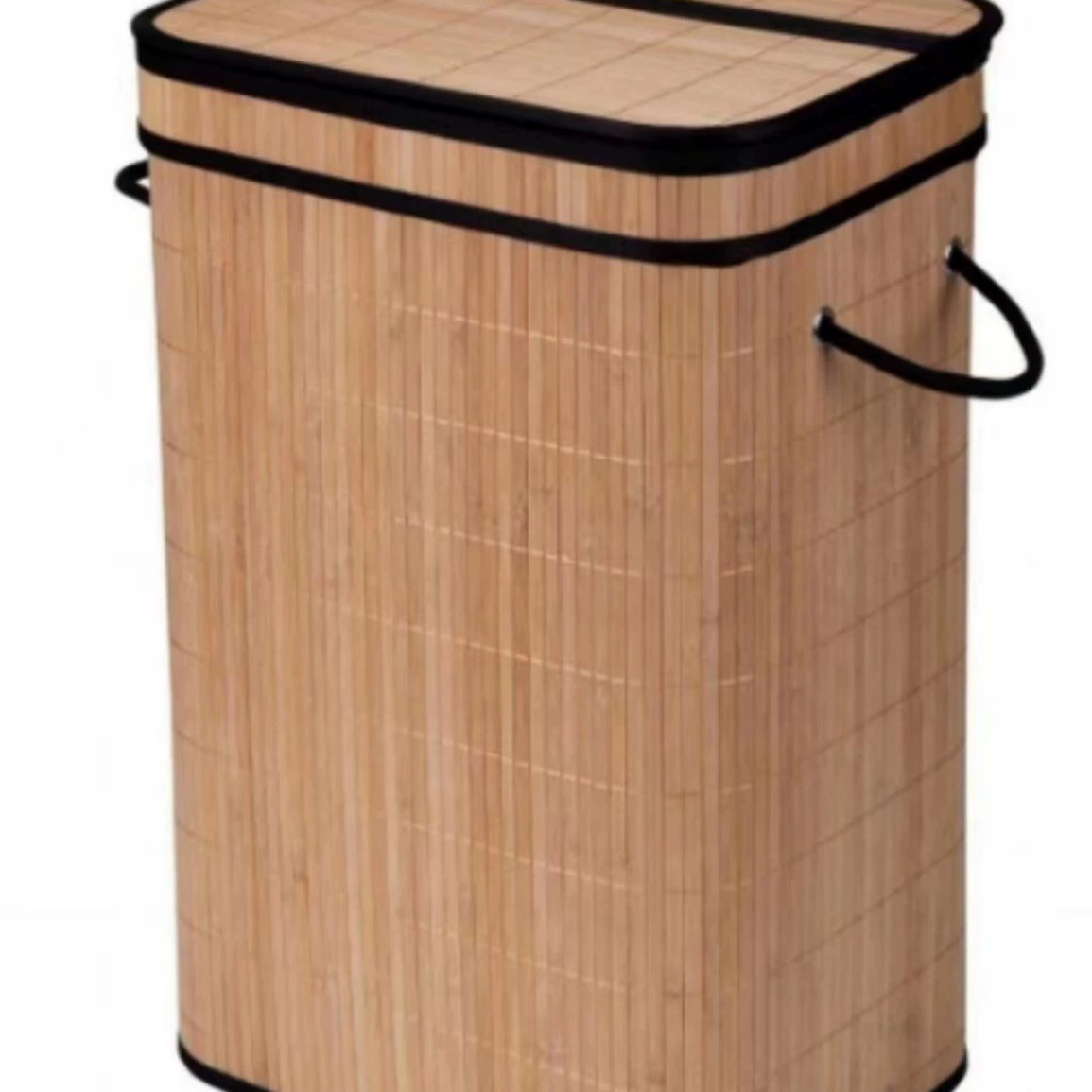 Foldable laundry basket, bamboo storage box 40×30×60 cm, large collapsible hamper