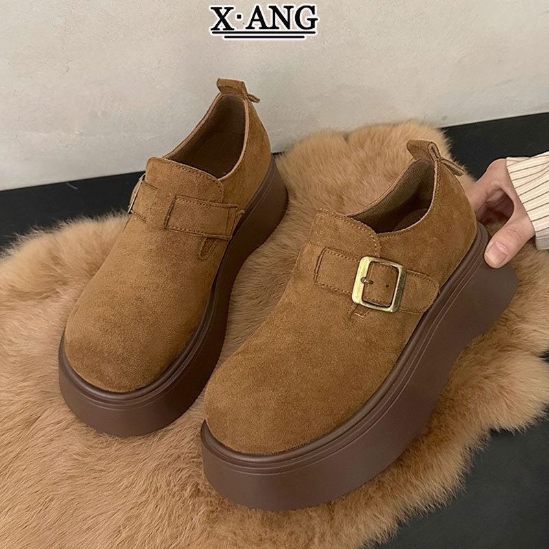 Genuine leather, fully enclosed, thick-soled Birkenstock-style women’s shoes, 2026 autumn/winter new collection, versatile casual loafers for women