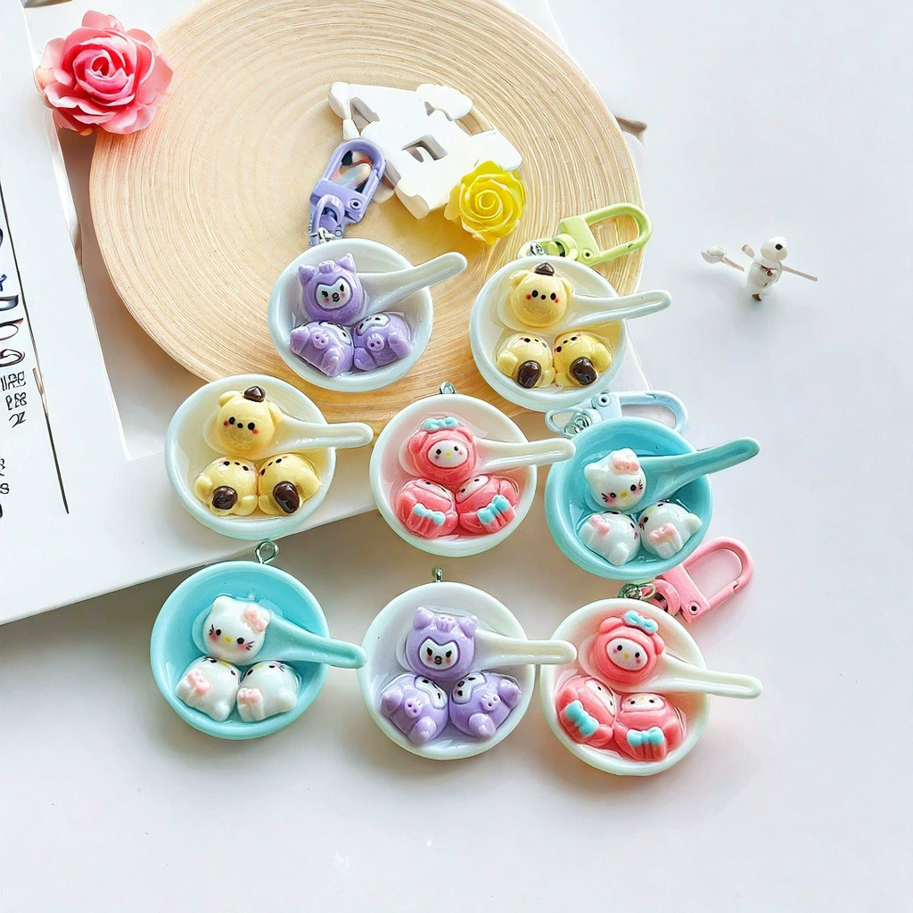 Санрио, трёхмерные мультяшные аксессуары, ложка, ключодержатель с кремом, аксессуар для волос, рукоделие