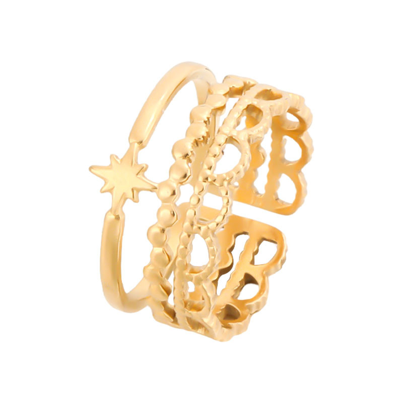Party Occasion 304 Stainless Steel Material Fashion Star Stainless Steel Plating Open Ring