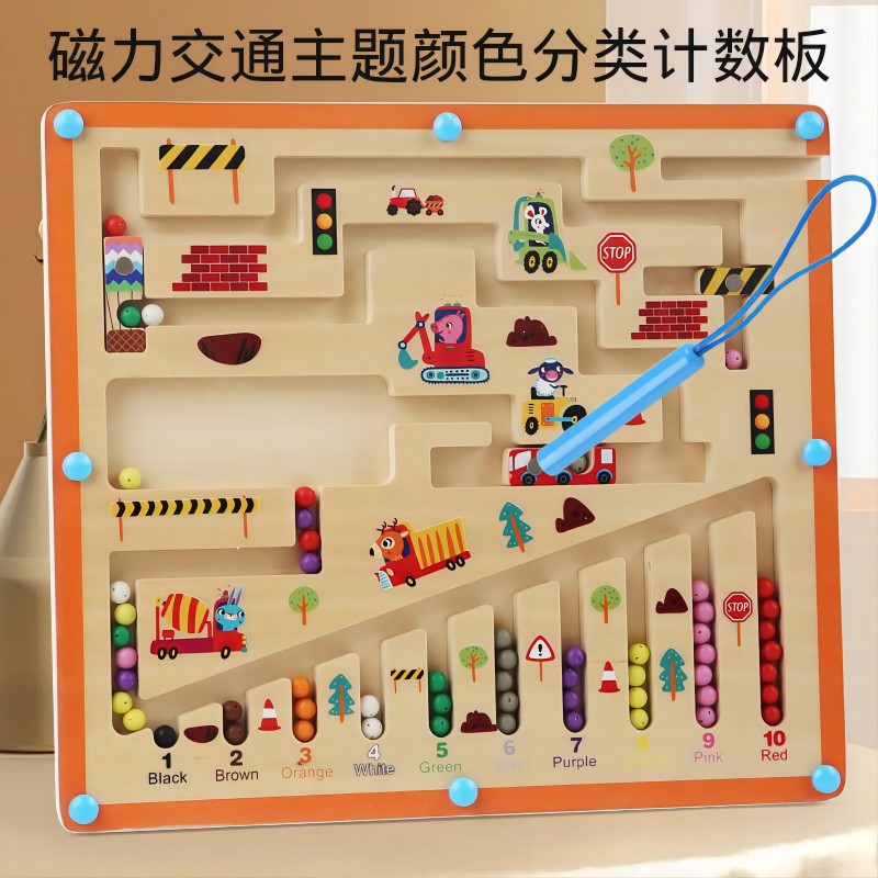 Clasificación de color magnético para niños transfronterizos, tablero de conteo de cuentas, combinación de formas, bolígrafo de cálculo para bebés, juguete intelectual de educación temprana