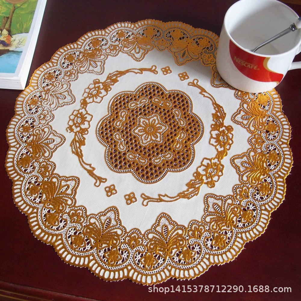 Гостиница доступная полость 30CM изоляции циновки PVC круглая бронзируя декоративная Западная круглая