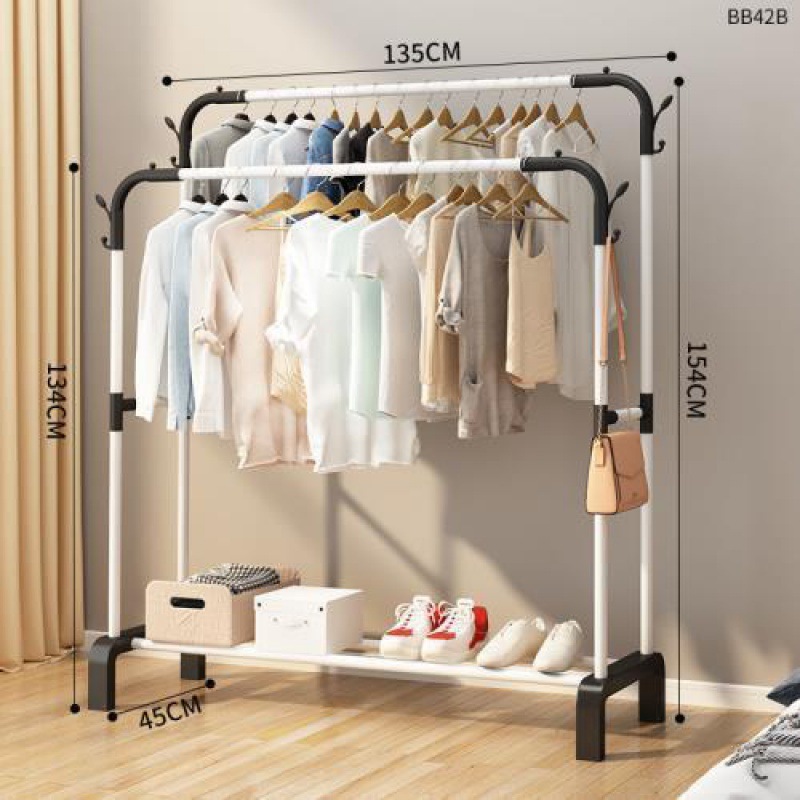 Percha de gorras percha de ropa interior del dormitorio percha de ropa de doble varilla percha de secado percha de ropa de piso percha de almacenamiento de ropa móvil conveniente