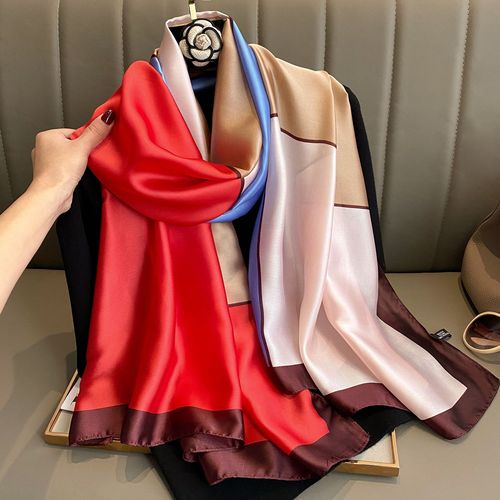 Spring and summer new decorative scarves for women, fashionable decorative shawls, color matching travel sun protection silk scarves and beach towels