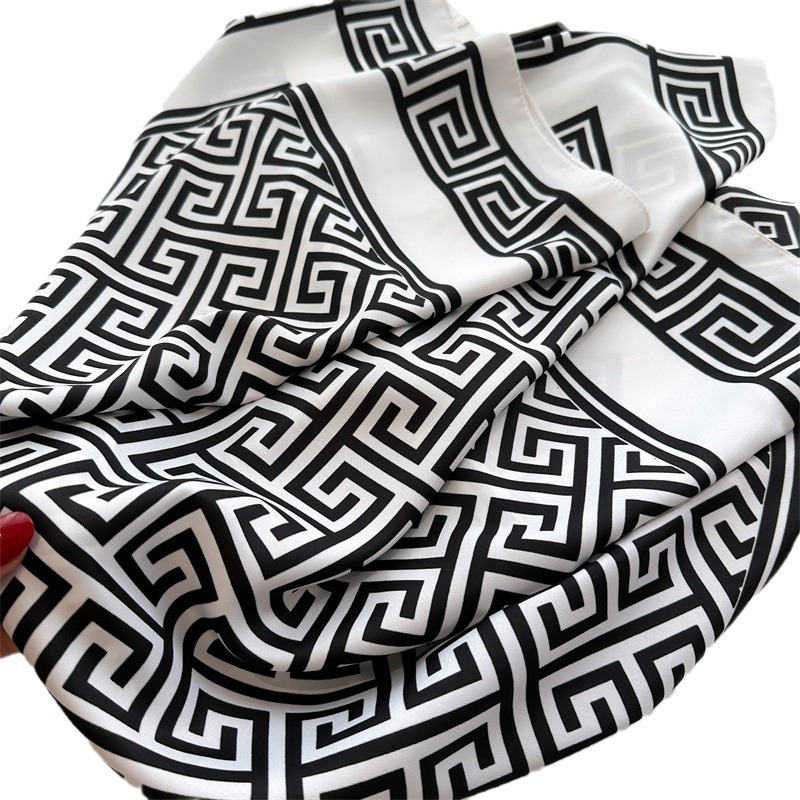Korean style new fashion versatile printed scarf 90cm large square scarf twill silk scarf temperament versatile warm shawl_voghion.com