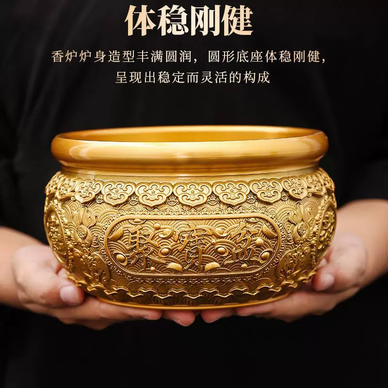 黄铜聚宝盆摆件聚财黄铜米缸家居客厅店铺前台工艺品存钱罐特大号