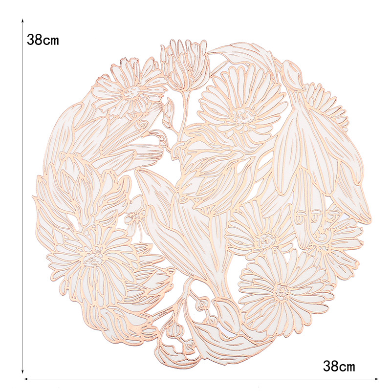 Cross-border romántico redondo francés almohadilla de PVC diseño floral creativo simple almohadilla de aislamiento térmico almohadilla impermeable