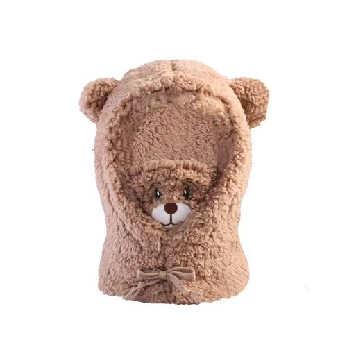 Little Bear Hat Girl Winter Korean Version Cute Matchable Bike Cap Scarf Warm All-in-One Ear Protection