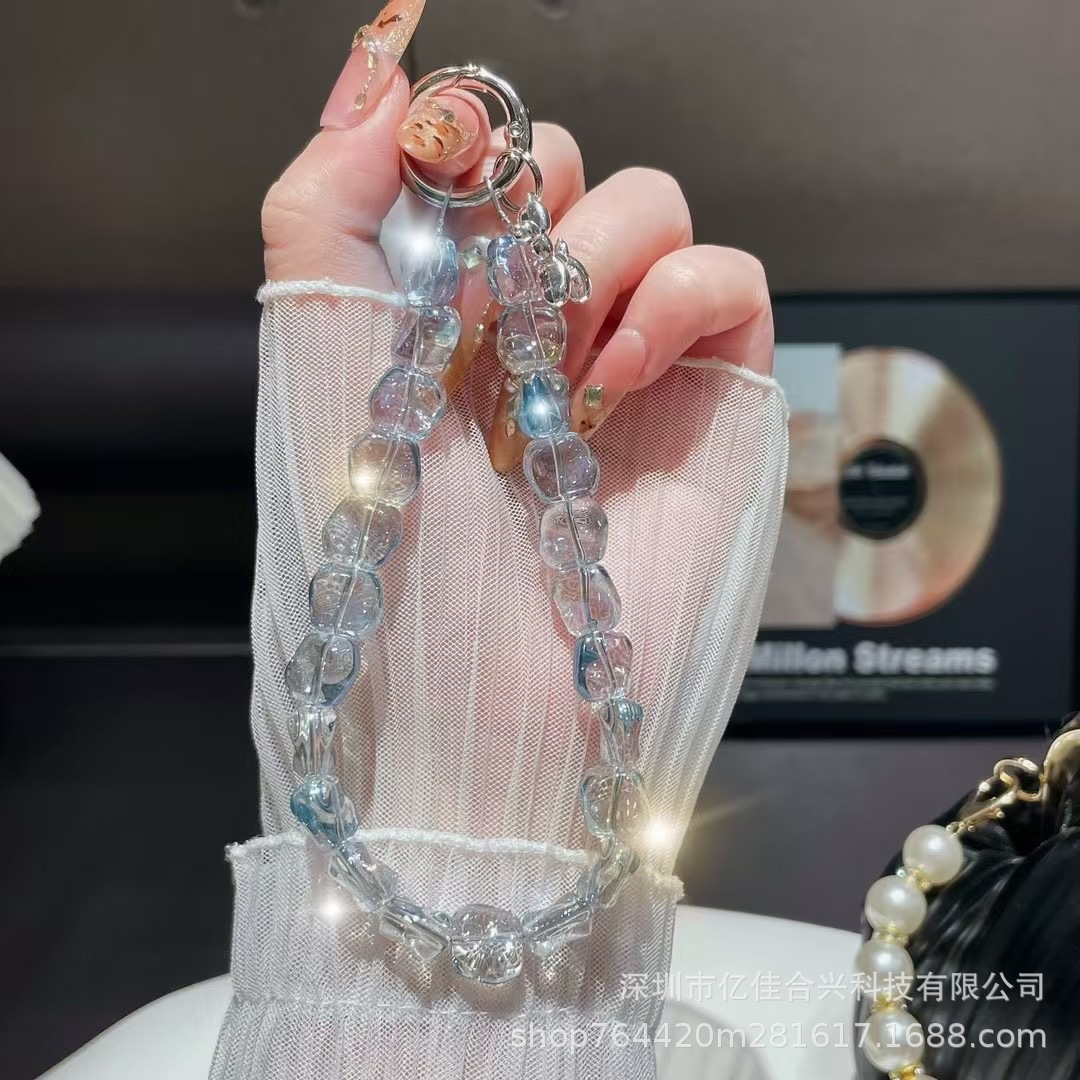 Nuevo estilo ins viento de lujo ligero checo cristal piedra teléfono móvil colgante cadena colgante todo fósforo nicho especial pulsera con cuentas cordón