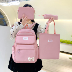 2024新款休閒純色雙肩包森系百搭小眾學生背包戶外出行大容量書包