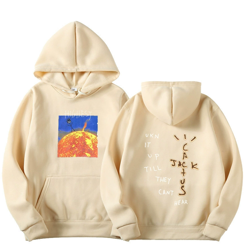 Худи с капюшоном Travis Scott Hitr Sun Flame Flame Sun Hooding Holding мужское и женское