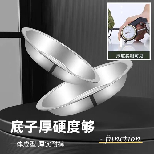Stainless steel round plate household thick plate food grade canteen serving plate dinner plate fast food restaurant tray