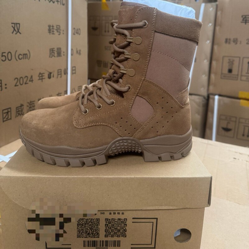 Golden Monkey Genuine Kevlar Brown Outdoor Combat Training Boots Side Zipper High Top Tactical Training Leather Anti-Smash Men's Boots