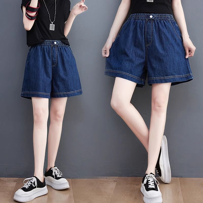Tencel Denim Shorts for Women 2026 New Summer Thin High-Waisted Slimming Wide-Leg Loose A-Line Plus-Size Hot Pants Trendy