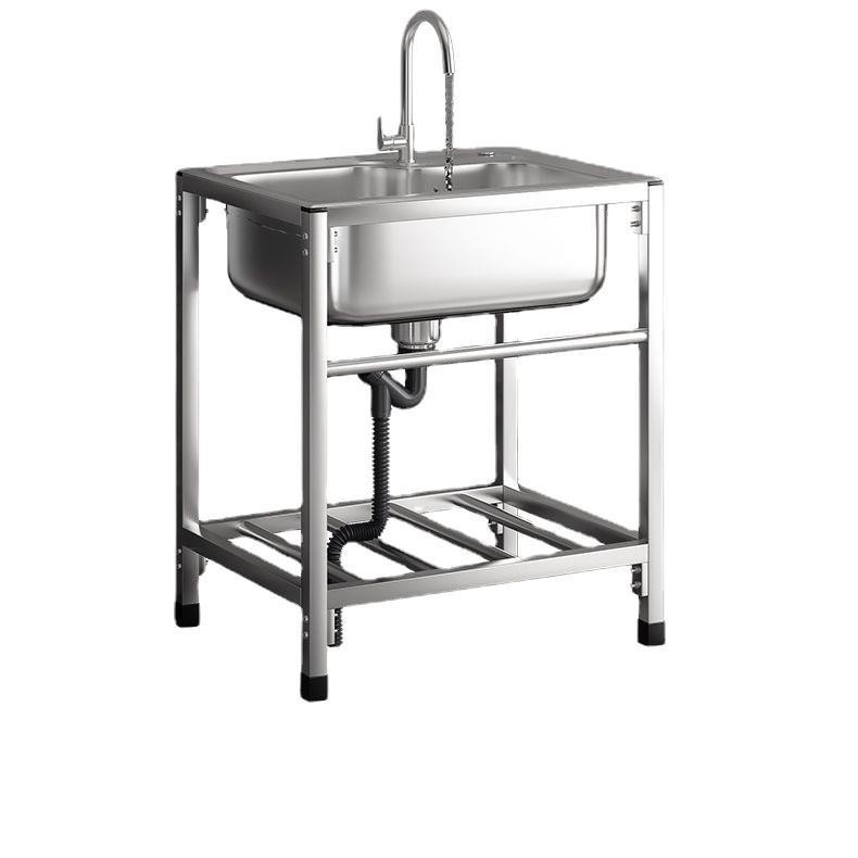 Kitchen Thickened Simple Stainless Steel Sink Single/Double Large Single Basin with Stand for Washing Vegetables, Dishes, and Handwashing