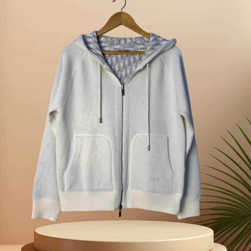 High Version 25D Home High Version Autumn and Winter New Double-Sided Hooded Zipper Knitted Cardigan for Men and Women