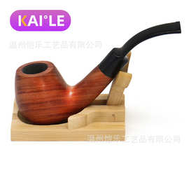 新款木纹复古工艺弯式高端花梨木短款烟斗木质烟斗烟具可拆卸pipe