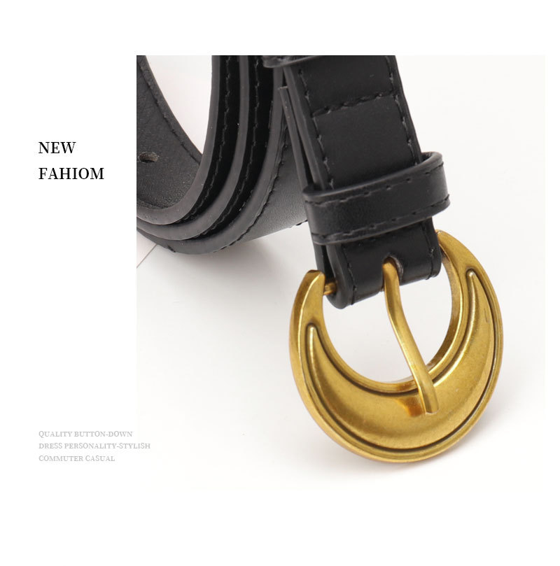 Women's Gender Plating Design Retro Simple Style Solid Color Pu Leather Alloy Plating Women's Leather Belts