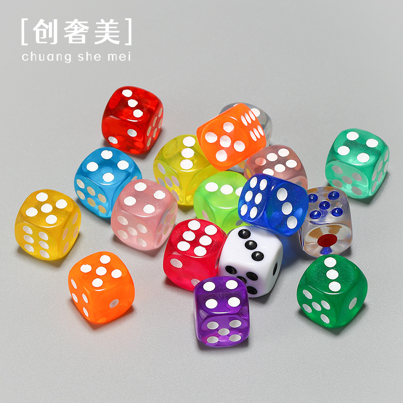 Color transparent dice color table game resin accessories blind bag blind open DIY micro landscape small ornaments wholesale
