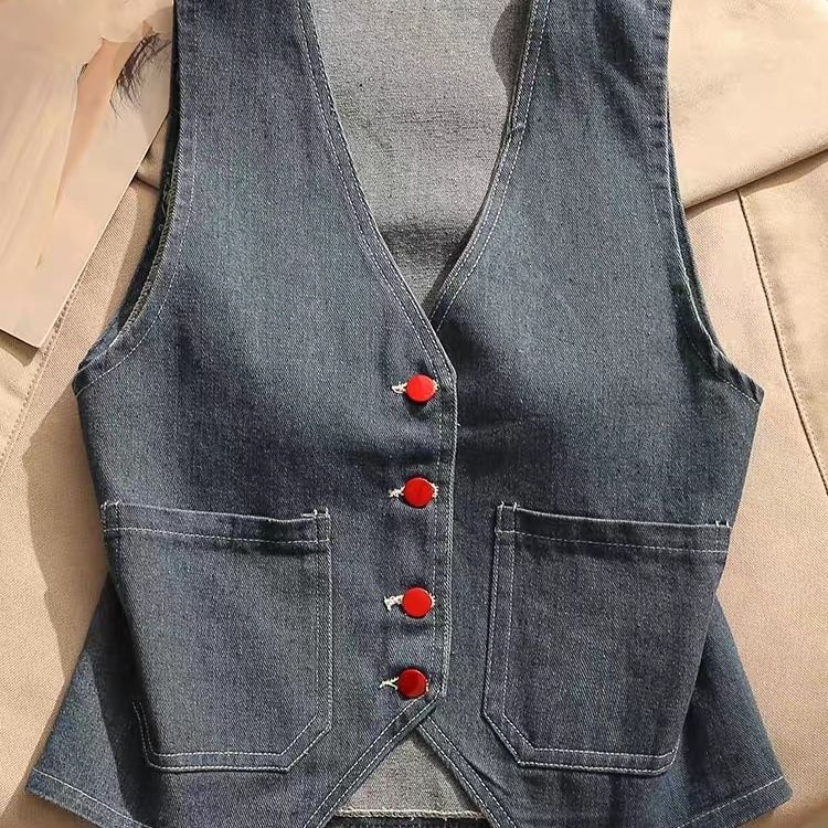 2025 Short Denim Vest for Women Summer New Style Women's Thin Sweet and Cool Design Niche Sleeveless Vest Top for Outer Wear