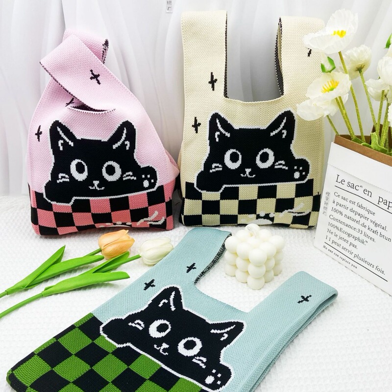 Autumn New Ins Cartoon Style Tote Bag Gift Bag Accompanying Gift Sugar Bag Hand Knitted Bag Walking Baby Lunch Bag Autumn New Ins Cartoon Style Tote Bag Gift Bag Accompanying Gift Sugar Bag Hand Knitted Bag Walking Baby Lunch Bag