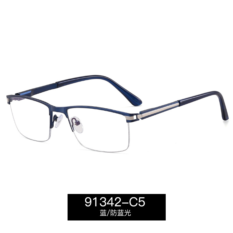 91342 gafas de medio marco ultraligero para hombres miopía marco de ojos puede equiparse con grados de gran cara gran marco de gafas de luz plana