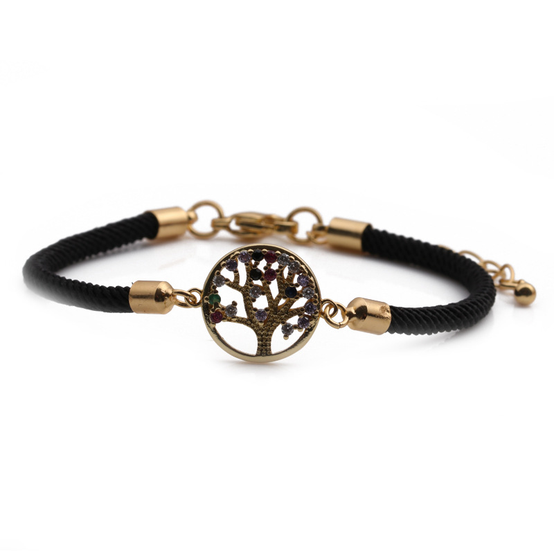 Copper Zircon Geometry Bracelet Fashion Tree of Life Star Aircraft Bracelet Wholesale