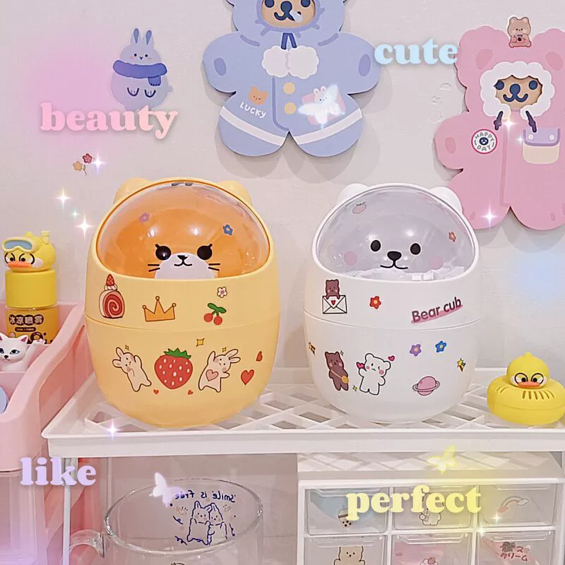  Small garbage can for bed, storage system, with little bears