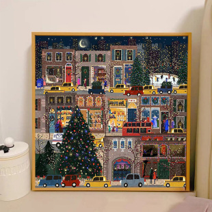 Landscape Diamond painting 2024 New Christmas night scene handmade 5d point sticking diamond cross stitch living room bedroom dining room full Diamond