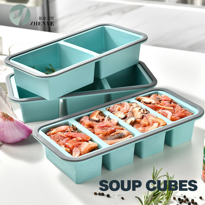 Cross-Border Hot-Selling Silicone Compartmented Lunch Box Food Freezer Box Storage Box Fresh-Keeping Lunch Box with Lid Food Storage Mold Cross-Border Hot-Selling Silicone Compartmented Lunch Box Food Freezer Box Storage Box Fresh-Keeping Lunch Box with Lid Food Storage Mold