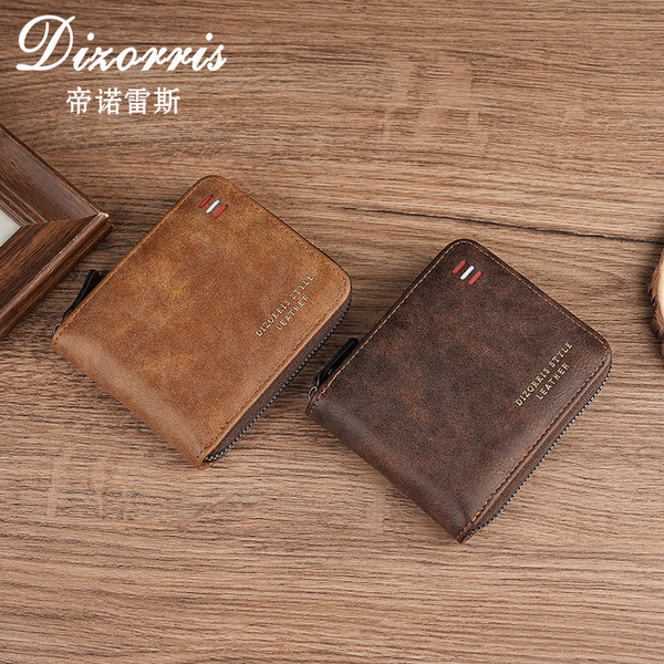 classic retro short fashionable wallet with zipper
