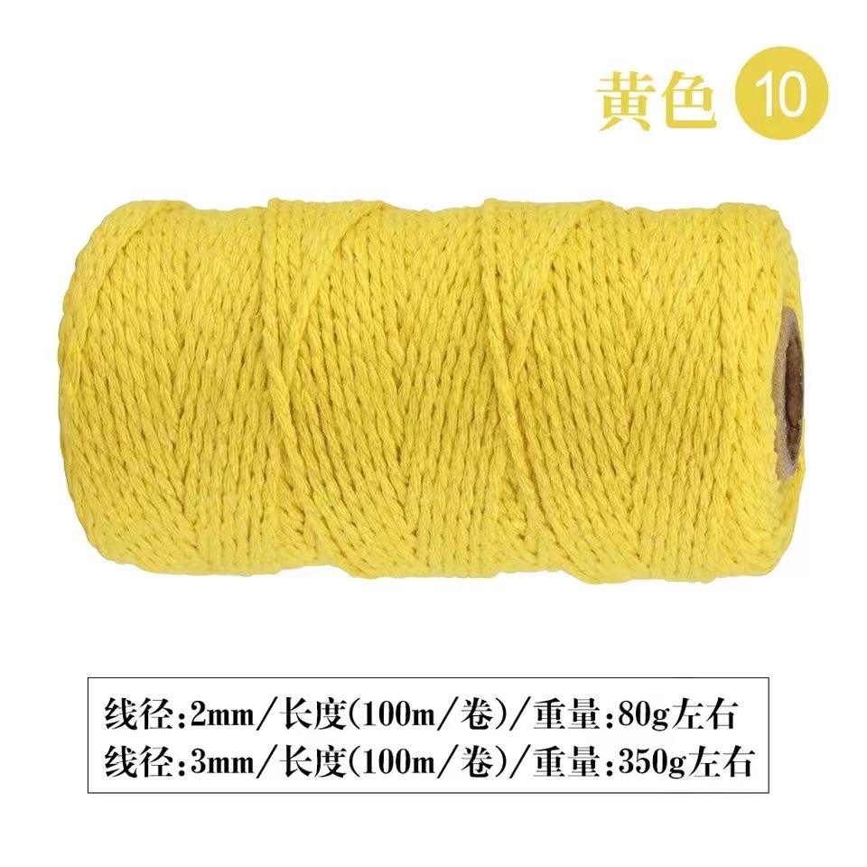 Fábrica al por mayor de 2mm color gancho bolsa tejida a mano DIY etiqueta de color hilo de algodón cuerda de encuadernación