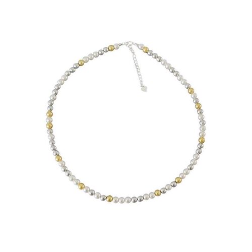 S925 Silver Accessories Candy Mixed Color Shi Jia Pearl Necklace Women's Beaded Clavicle Chain Dopamine Jewelry