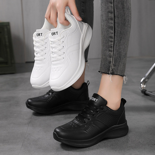 Sneakers, women's small white shoes, women's flat leather, waterproof, sneaker, soft soles, wear-resistant, ultra-light and comfortable women's shoes